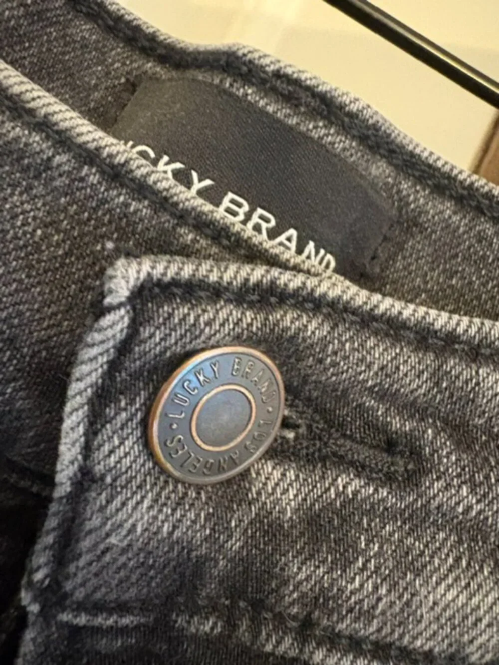 Lucky Brand Black Denim Distressed Athletic Straight Short, Size 31